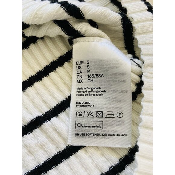 H&M Basics Womens Size Small Black and White Striped Ribbed Cardigan V-Neck Y2K - Picture 4 of 7
